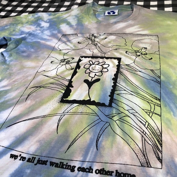 Online Ceramics Flower We’re Just Walking Each Other Home Tie Dye T Shirt 2XL - Picture 3 of 9